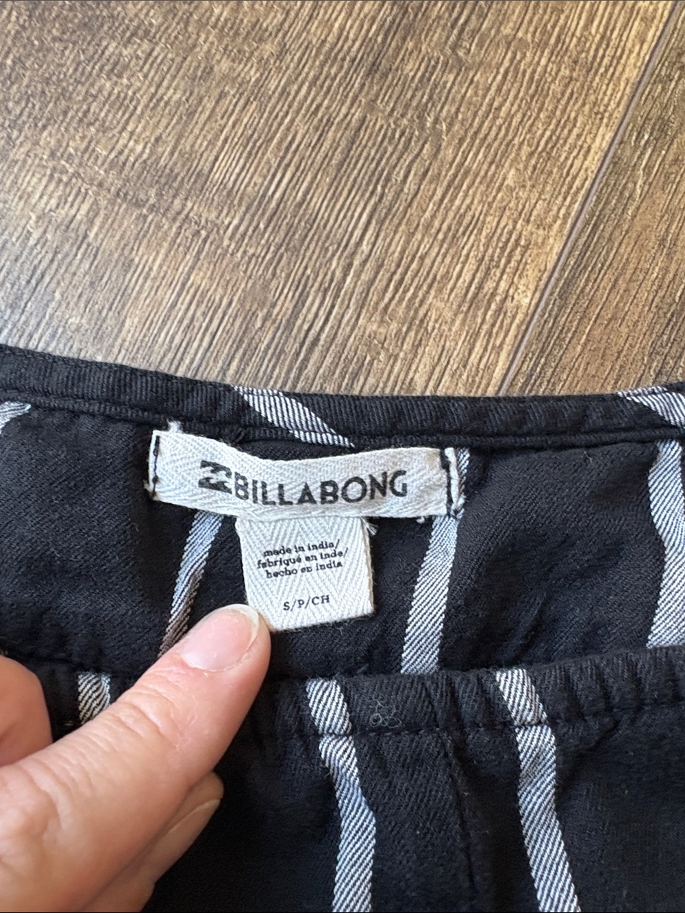 Billabong Black & White Vertical Stripe Romper - Picture 3 of 5